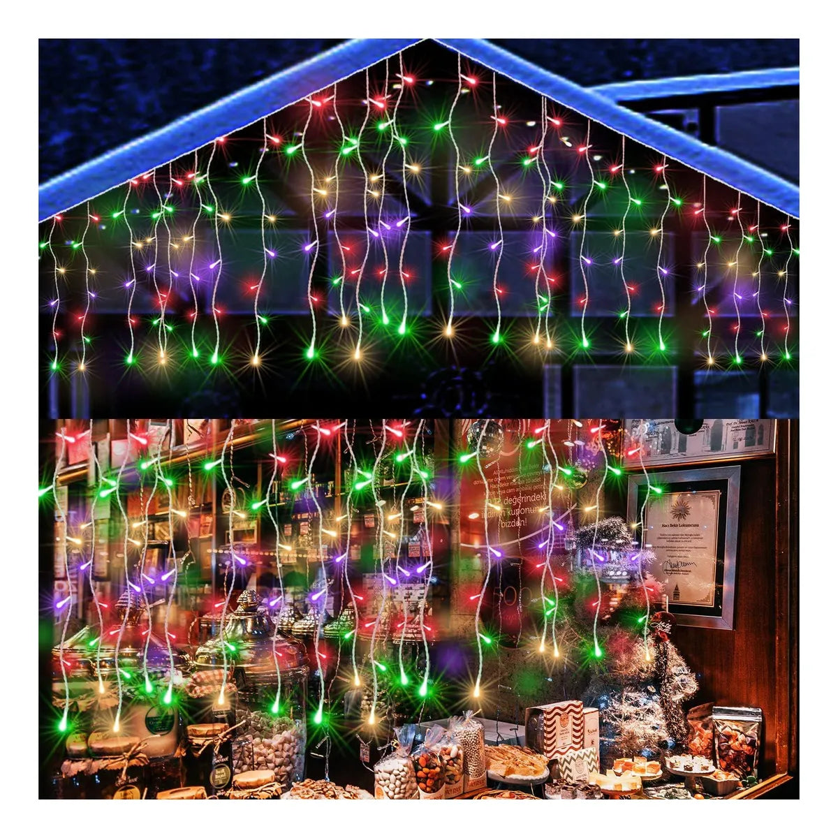 Koadclo | Twinkling Icicle String LED Lights - Warm White & Cool White, Extendable for Indoor & Outdoor Holiday Decor