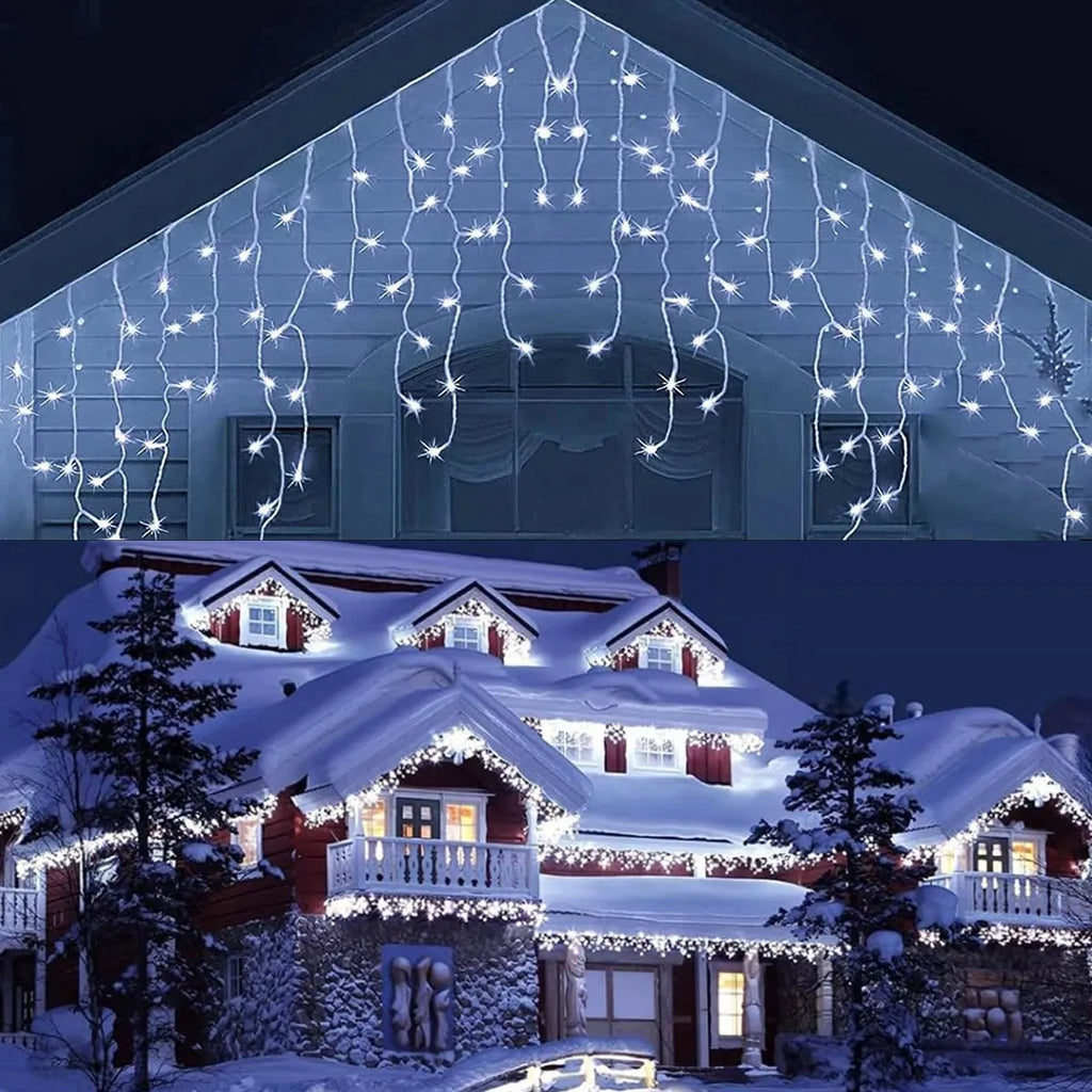 Koadclo | Twinkling Icicle String LED Lights - Warm White & Cool White, Extendable for Indoor & Outdoor Holiday Decor