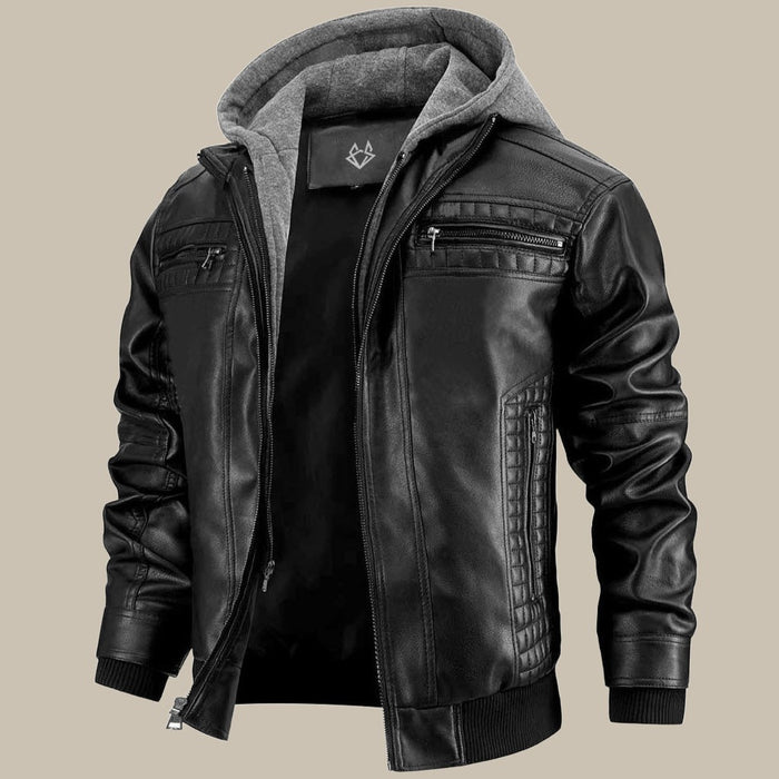 Daan | Men’s Hooded Leather-Style Jacket
