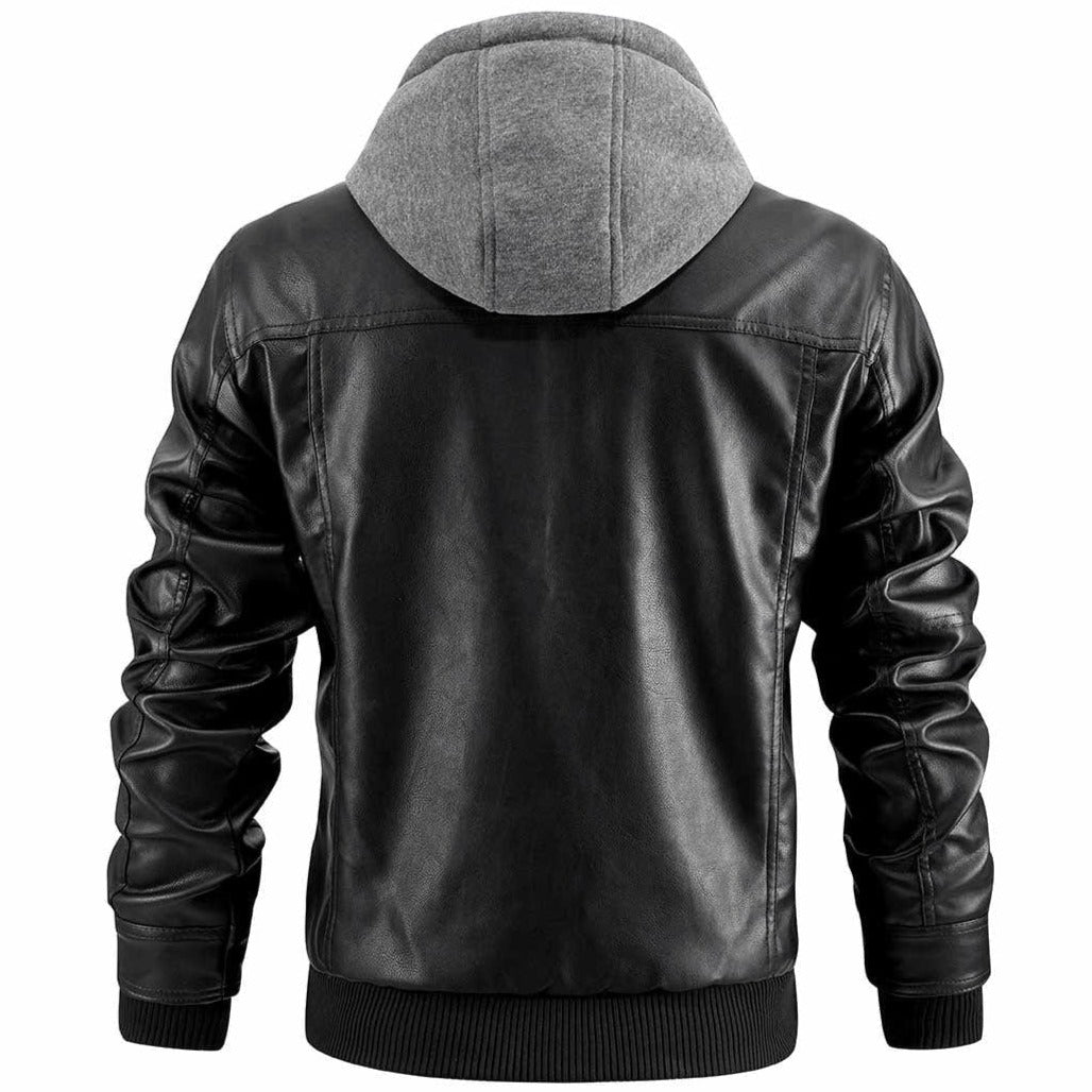 Daan | Men’s Hooded Leather-Style Jacket