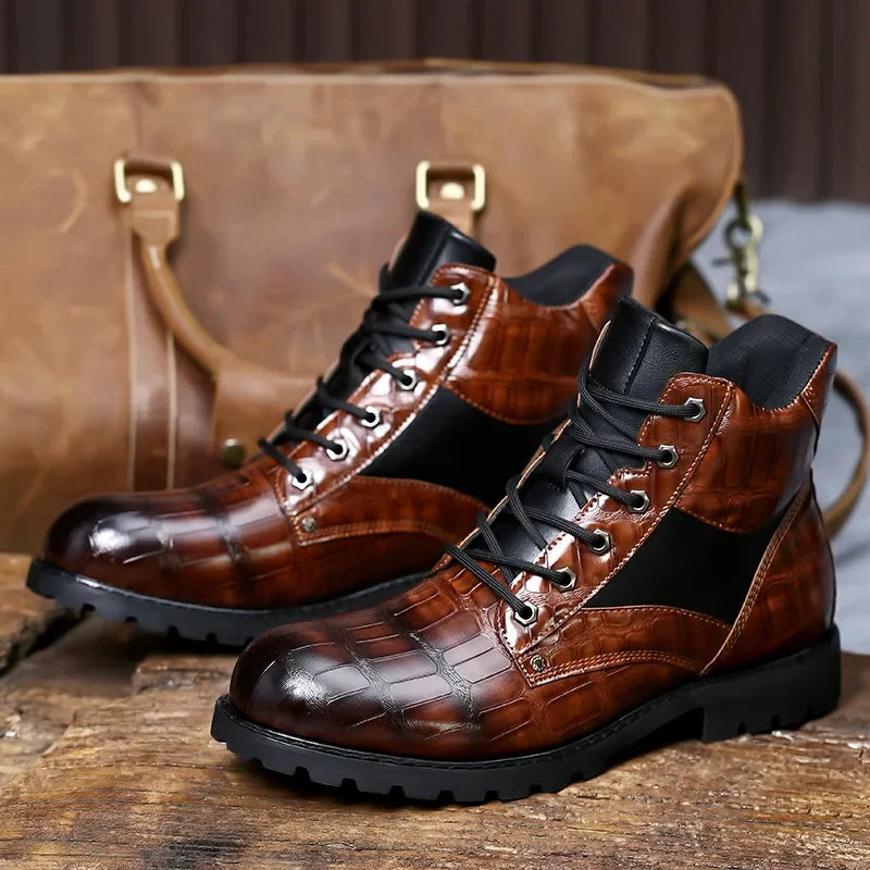 Dan | Men’s Croc-Embossed Leather Boots