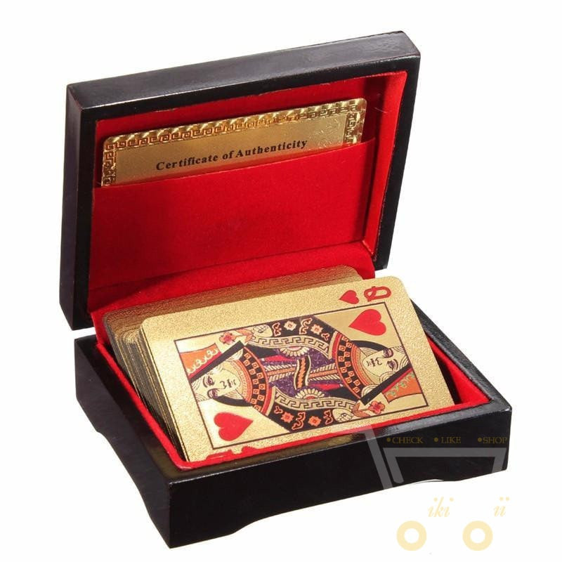 Koadclo | 24K Gold Plated Playing Cards with Wooden Storage Box