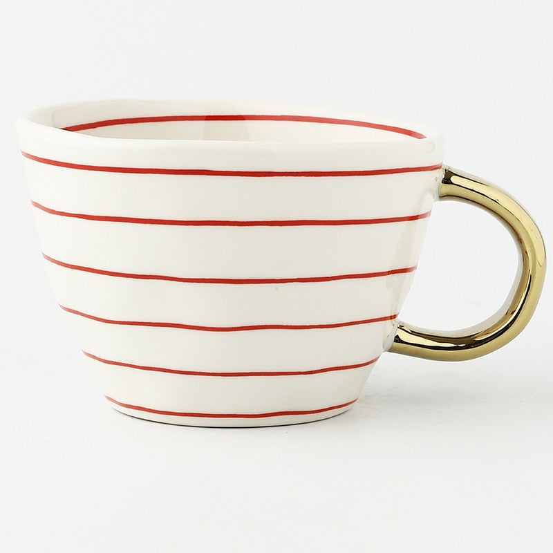 Koadclo | Abstract Geometric Pattern Cup with Gold Handle