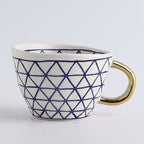 Koadclo | Abstract Geometric Pattern Cup with Gold Handle