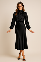 Kriz | Women’s High Waist Midi Dress