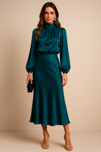 Kriz | Women’s High Waist Midi Dress