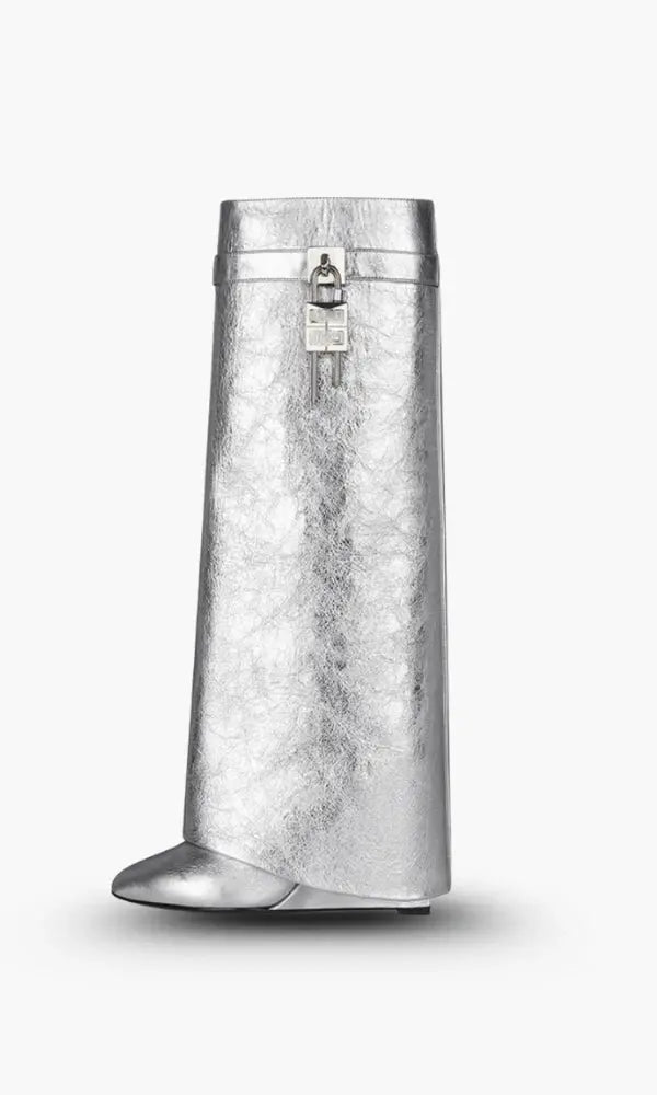 AURELIA | Knee-High Wedge Boots with Glossy Finish