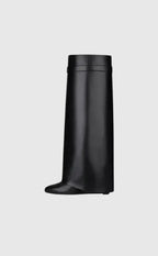 AURELIA | Knee-High Wedge Boots with Glossy Finish