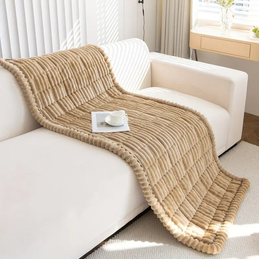 Amtn Club | Plush Pleated Edges Sofa Cover – Soft Stretch Couch Protector for Living Room