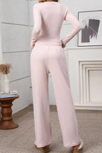 Ribbed Crop Top & Wide-Leg Trouser Co-ord Set