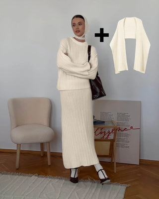 Beige-Scarf set
