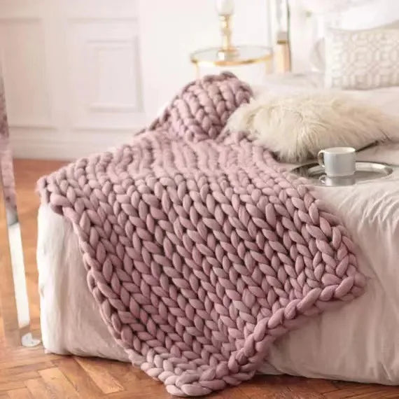 koadclo | Chunky Knit Blanket – Cozy Wool Blanket for Every Room – Soft & Warm for Sofa and Bed