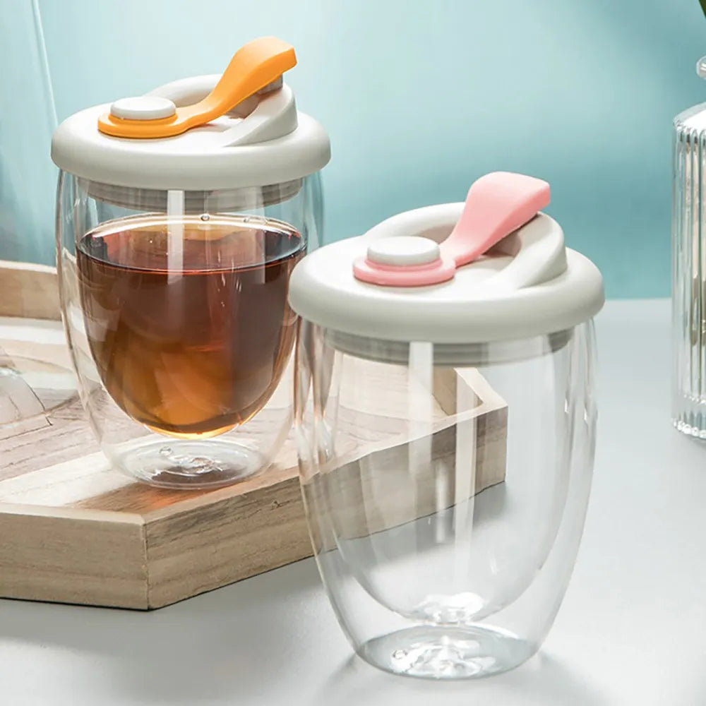 Koadclo | Leak-Proof Double Wall Glass Transparent Mug