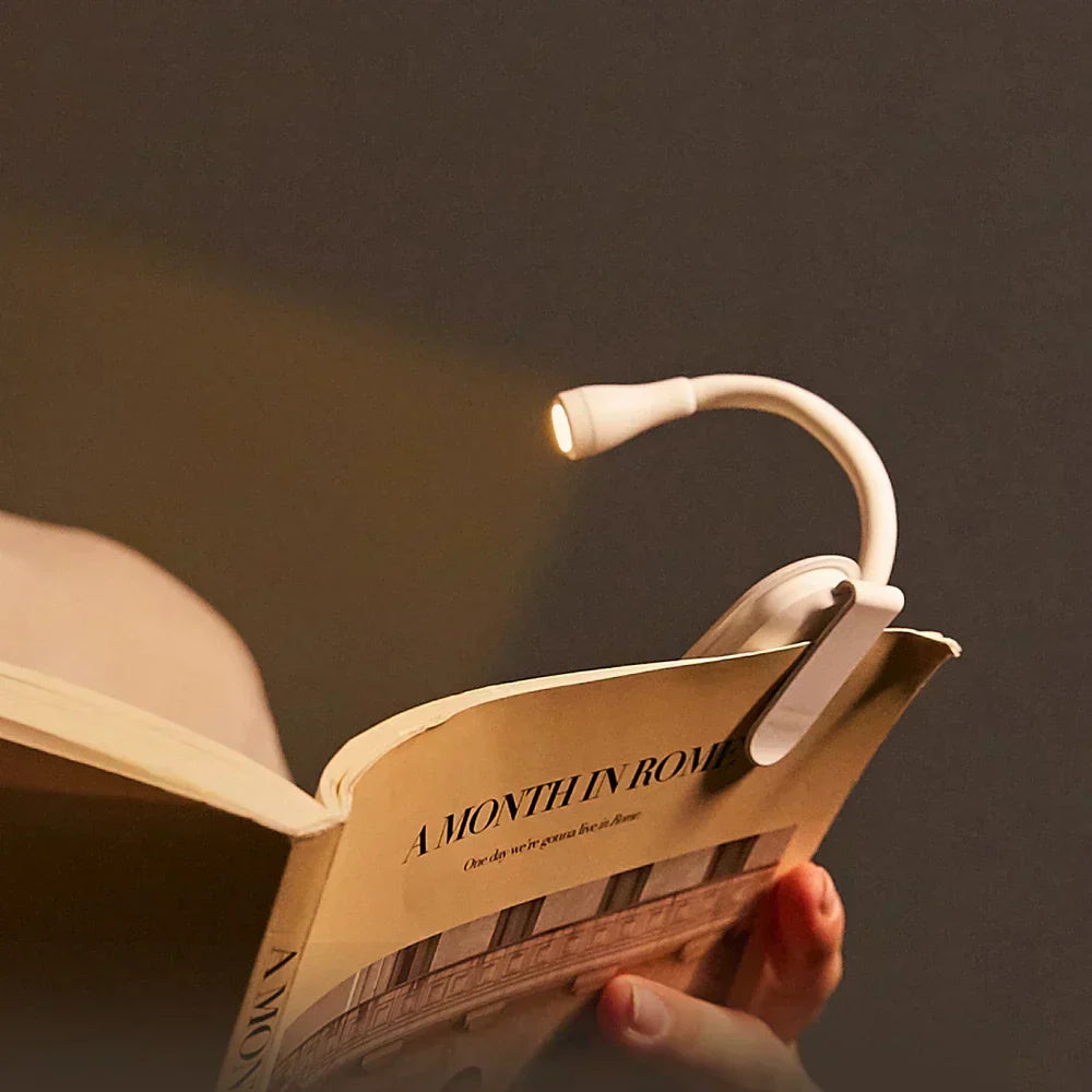 Koadclo | Mini Book Light - Portable Clip-On Night Light with USB Charging, Dimmable LED