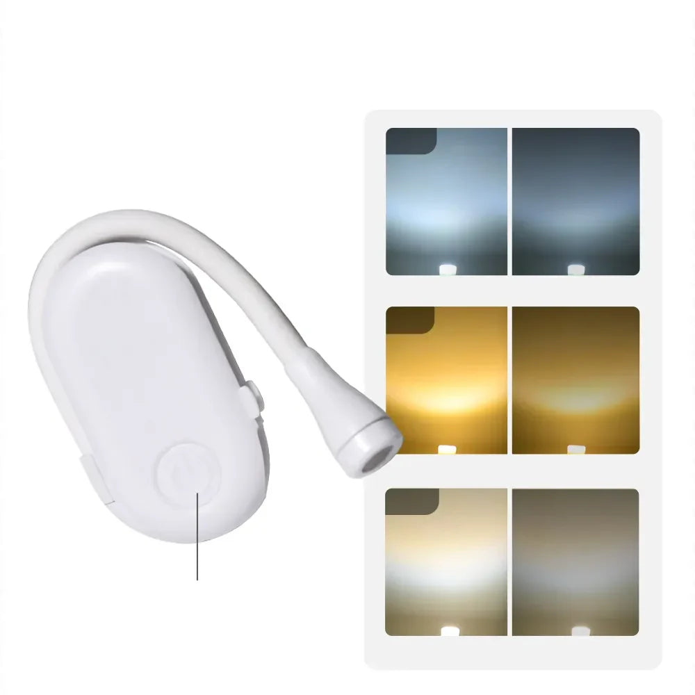 Koadclo | Mini Book Light - Portable Clip-On Night Light with USB Charging, Dimmable LED