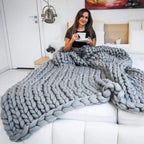 koadclo | Chunky Knit Blanket – Cozy Wool Blanket for Every Room – Soft & Warm for Sofa and Bed