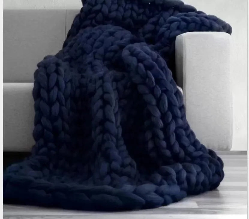 koadclo | Chunky Knit Blanket – Cozy Wool Blanket for Every Room – Soft & Warm for Sofa and Bed