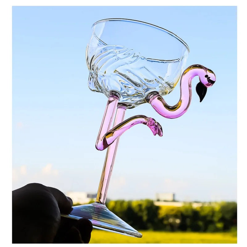 koadclo | Pink Flamingo Cocktail Clear Party Glasses – Fun Tropical Drinkware Set