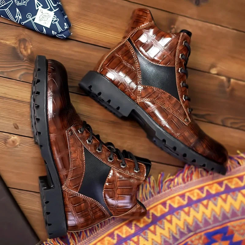 Dan | Men’s Croc-Embossed Leather Boots