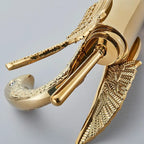Koadclo | Swan Single Handle Golden Basin Faucet – Elegant Brass Bathroom Sink Tap