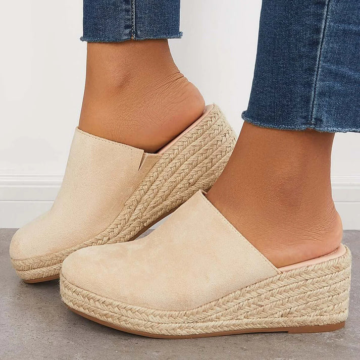 koadclo | Wedge Sandals - Suede Slip On for Women