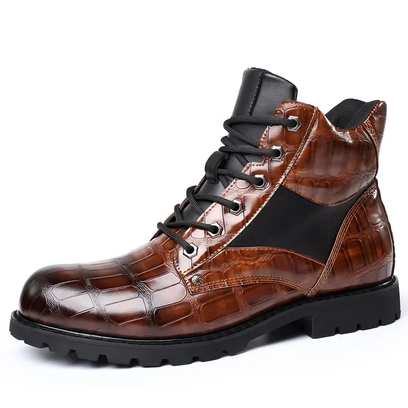 Dan | Men’s Croc-Embossed Leather Boots