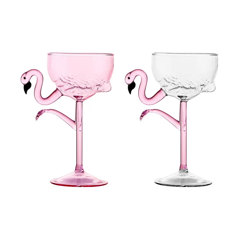 koadclo | Pink Flamingo Cocktail Clear Party Glasses – Fun Tropical Drinkware Set