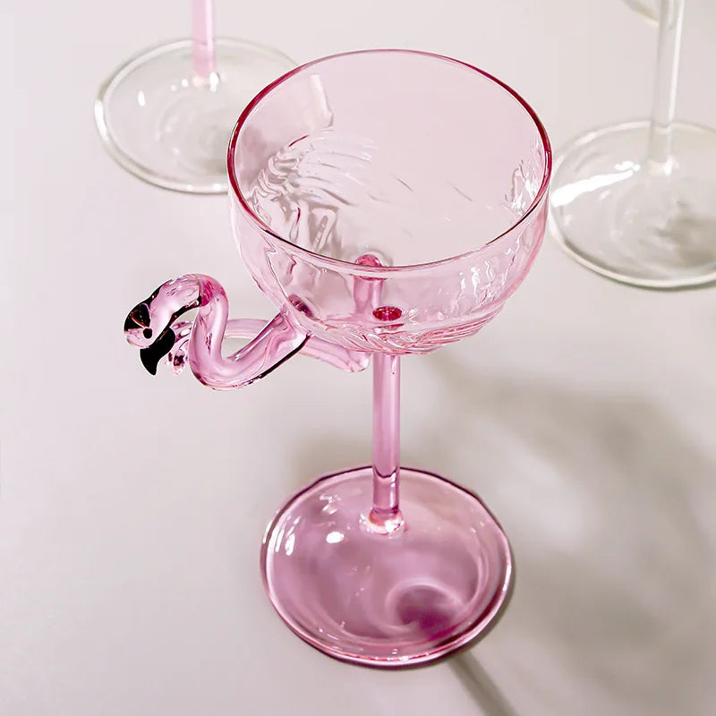 koadclo | Pink Flamingo Cocktail Clear Party Glasses – Fun Tropical Drinkware Set