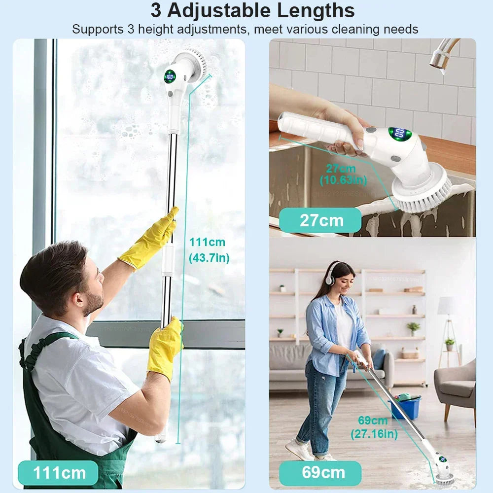 Koadclo | 8-in-1 Multifunctional Electric Cleaning Brush – Wireless & Rotating for Bathroom, Kitchen & Windows