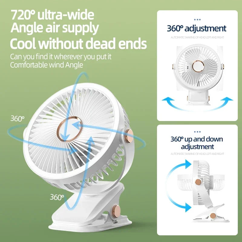 Koadclo | Multi-Angle Outdoor Clip-On Rechargeable Cooling Fan