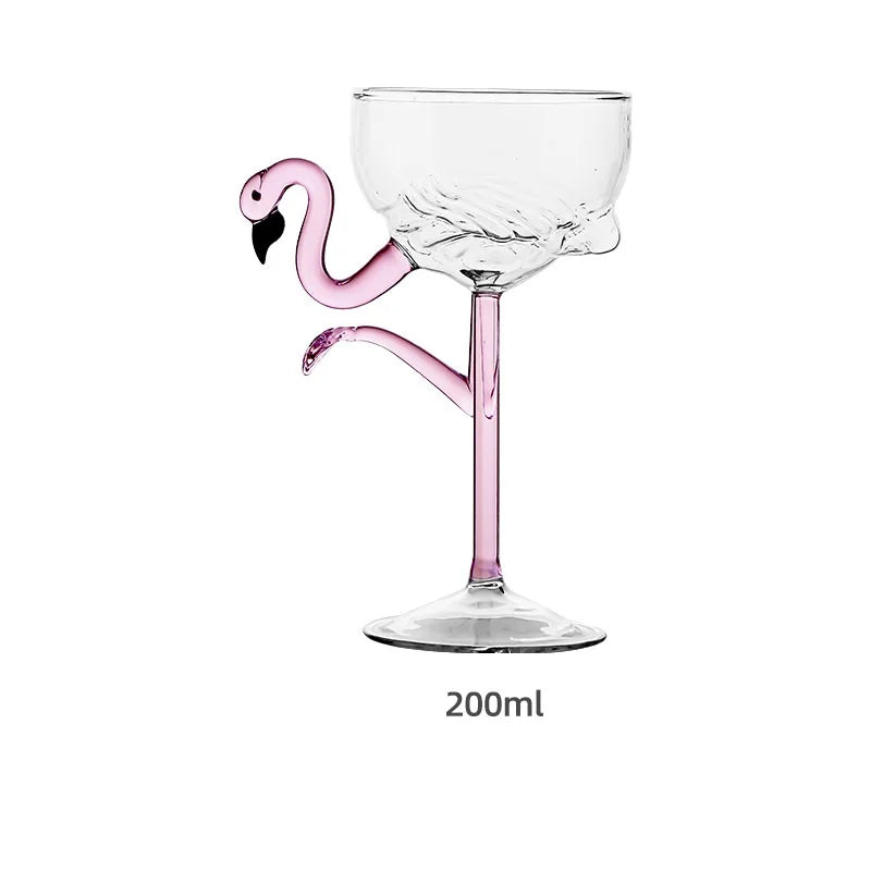 koadclo | Pink Flamingo Cocktail Clear Party Glasses – Fun Tropical Drinkware Set