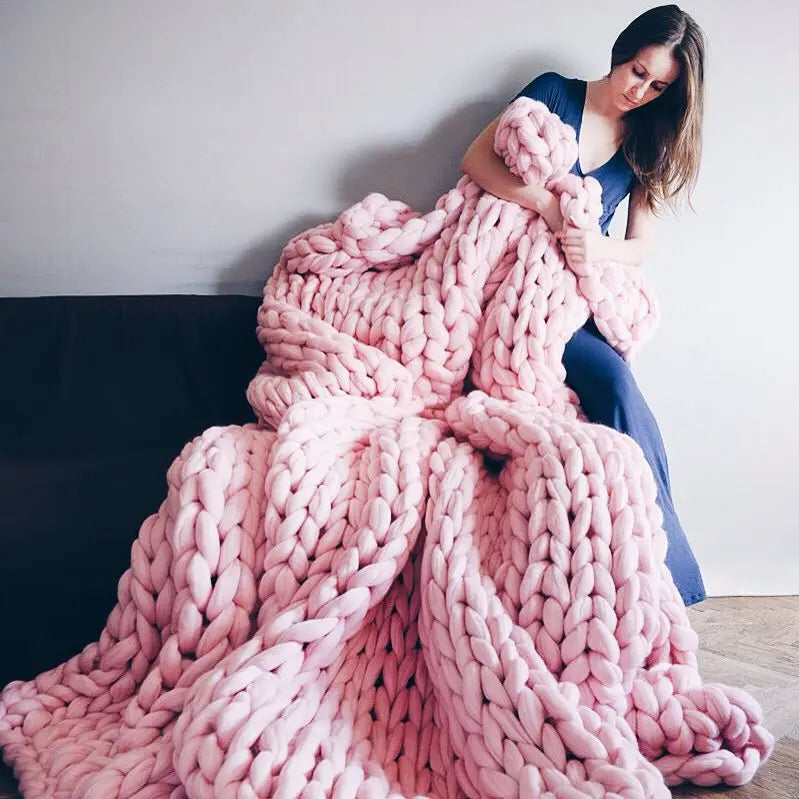 koadclo | Chunky Knit Blanket – Cozy Wool Blanket for Every Room – Soft & Warm for Sofa and Bed