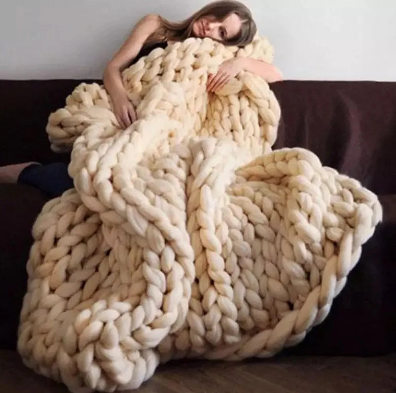 koadclo | Chunky Knit Blanket – Cozy Wool Blanket for Every Room – Soft & Warm for Sofa and Bed