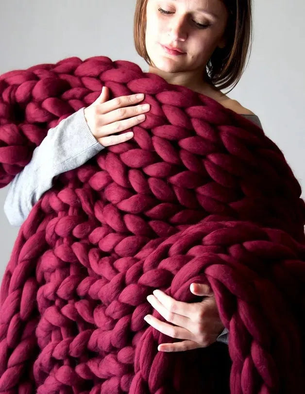 koadclo | Chunky Knit Blanket – Cozy Wool Blanket for Every Room – Soft & Warm for Sofa and Bed
