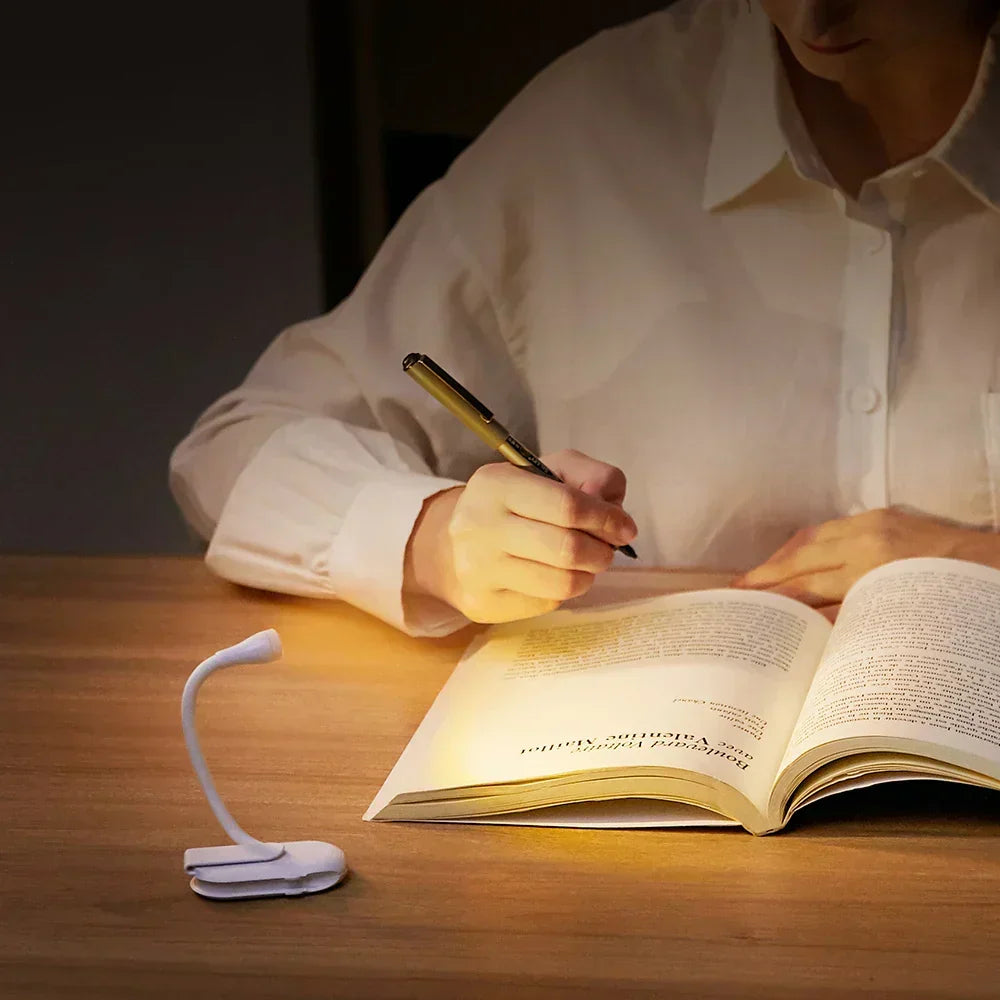 Koadclo | Mini Book Light - Portable Clip-On Night Light with USB Charging, Dimmable LED