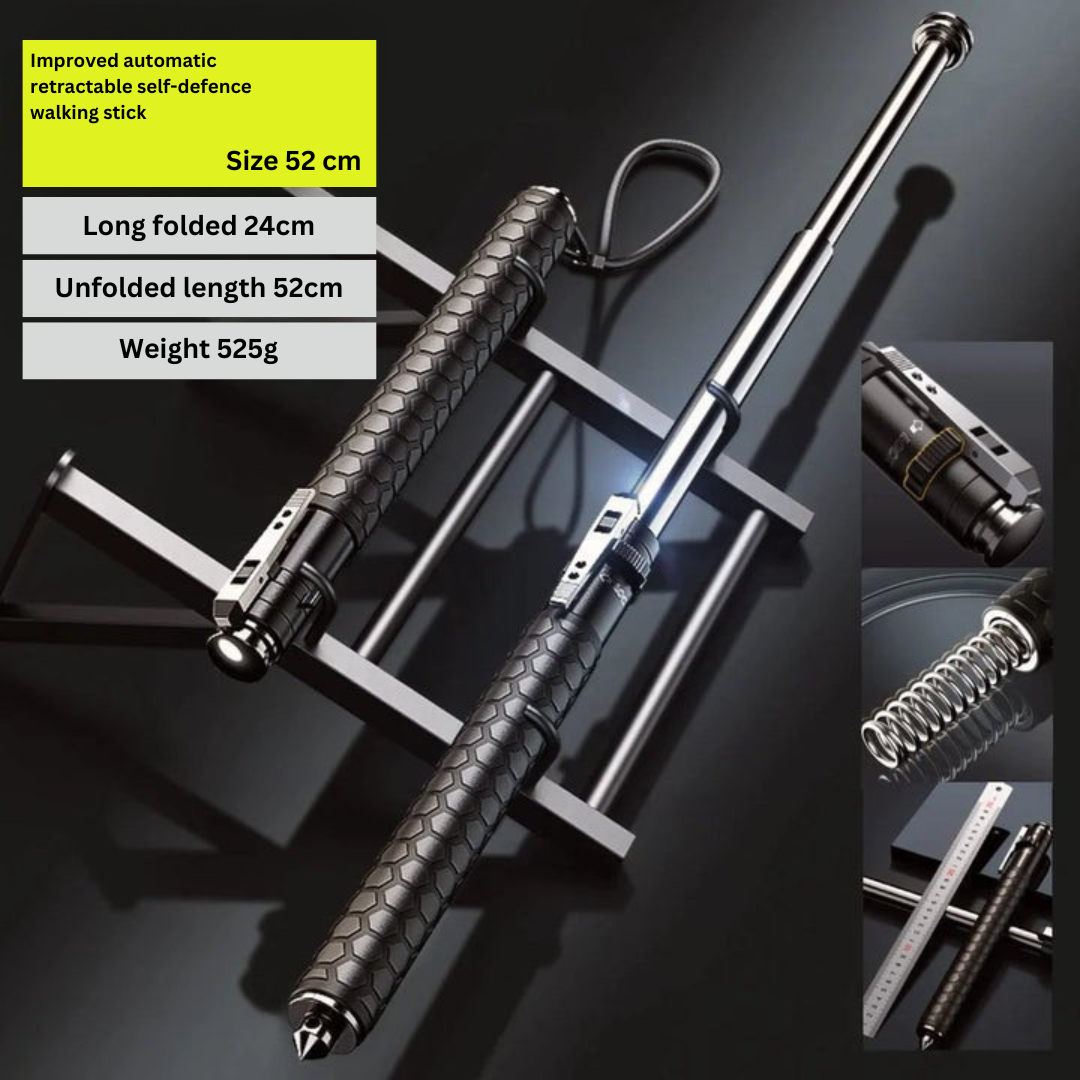 koadclo | Automatic Self Defense Walking Stick for Hiking & Urban Safety – Tactical Hiking Staff