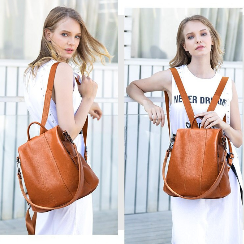 Koadclo | Theft-Resistant Leather Backpack – Anti-Theft Travel Bag for Men & Women