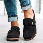 Gyrelle | Women’s Mule Sandals – Buckle Strap & Low Heel Slip‑On