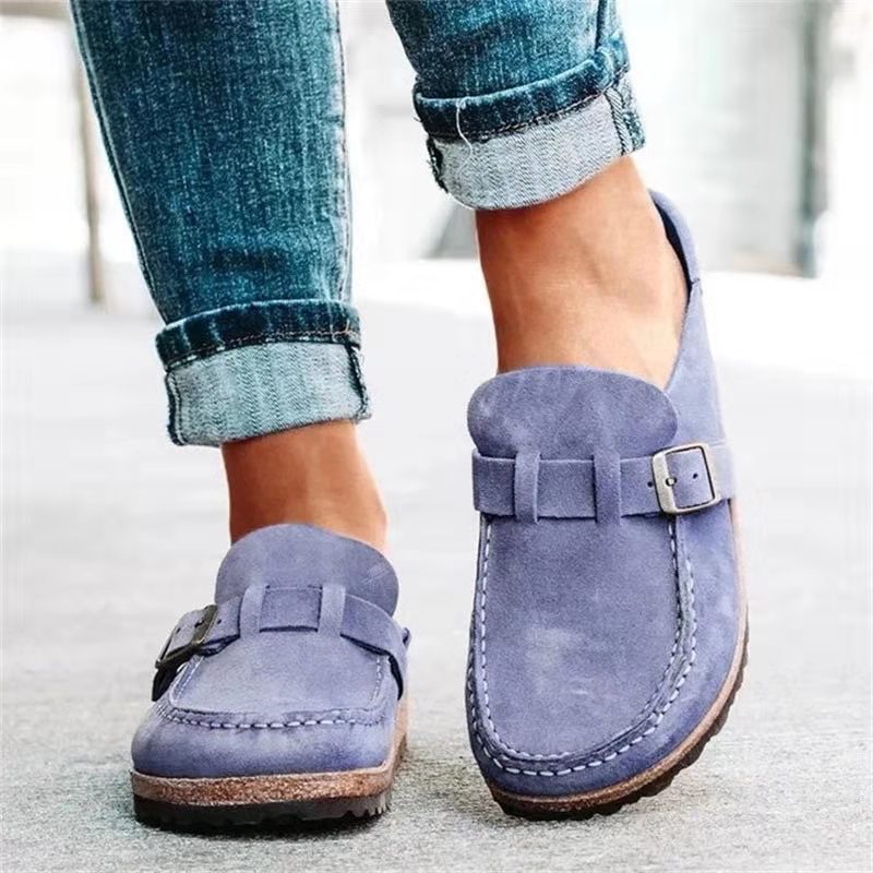Gyrelle | Women’s Mule Sandals – Buckle Strap & Low Heel Slip‑On