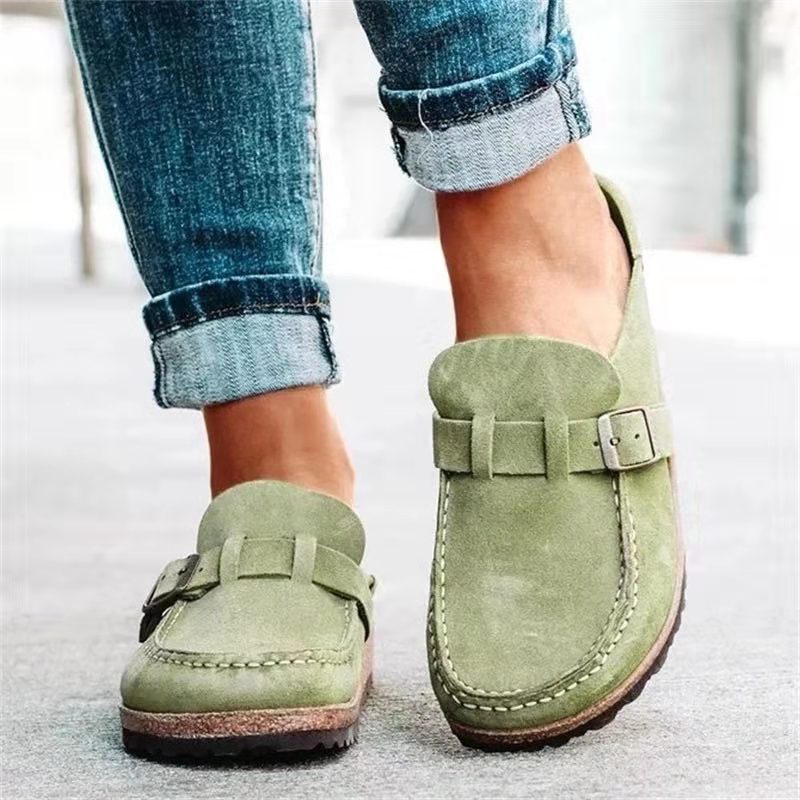 Gyrelle | Women’s Mule Sandals – Buckle Strap & Low Heel Slip‑On