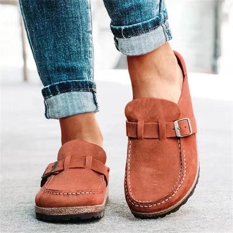 Gyrelle | Women’s Mule Sandals – Buckle Strap & Low Heel Slip‑On