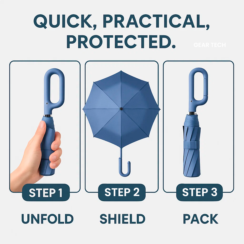 koadclo | Wind-Resistant Automatic Folding Umbrella – Compact & Durable with Large Buckle Handle