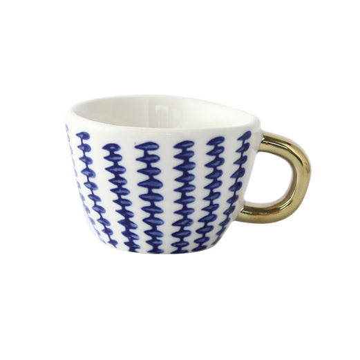 Koadclo | Abstract Geometric Pattern Cup with Gold Handle
