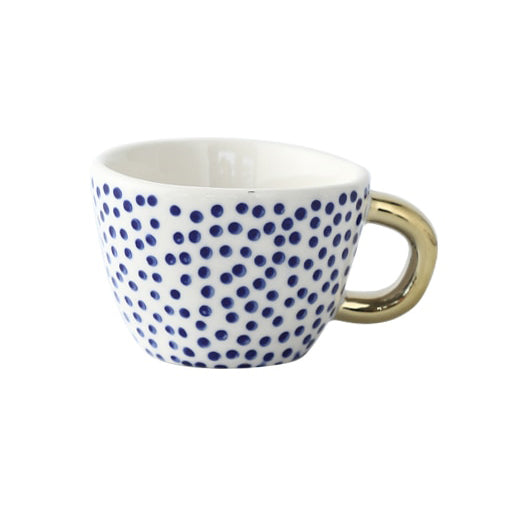 Koadclo | Abstract Geometric Pattern Cup with Gold Handle