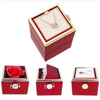 Koadclo | Heart Necklace with Rotating Rose Gift Box – Romantic Jewelry Set for Her