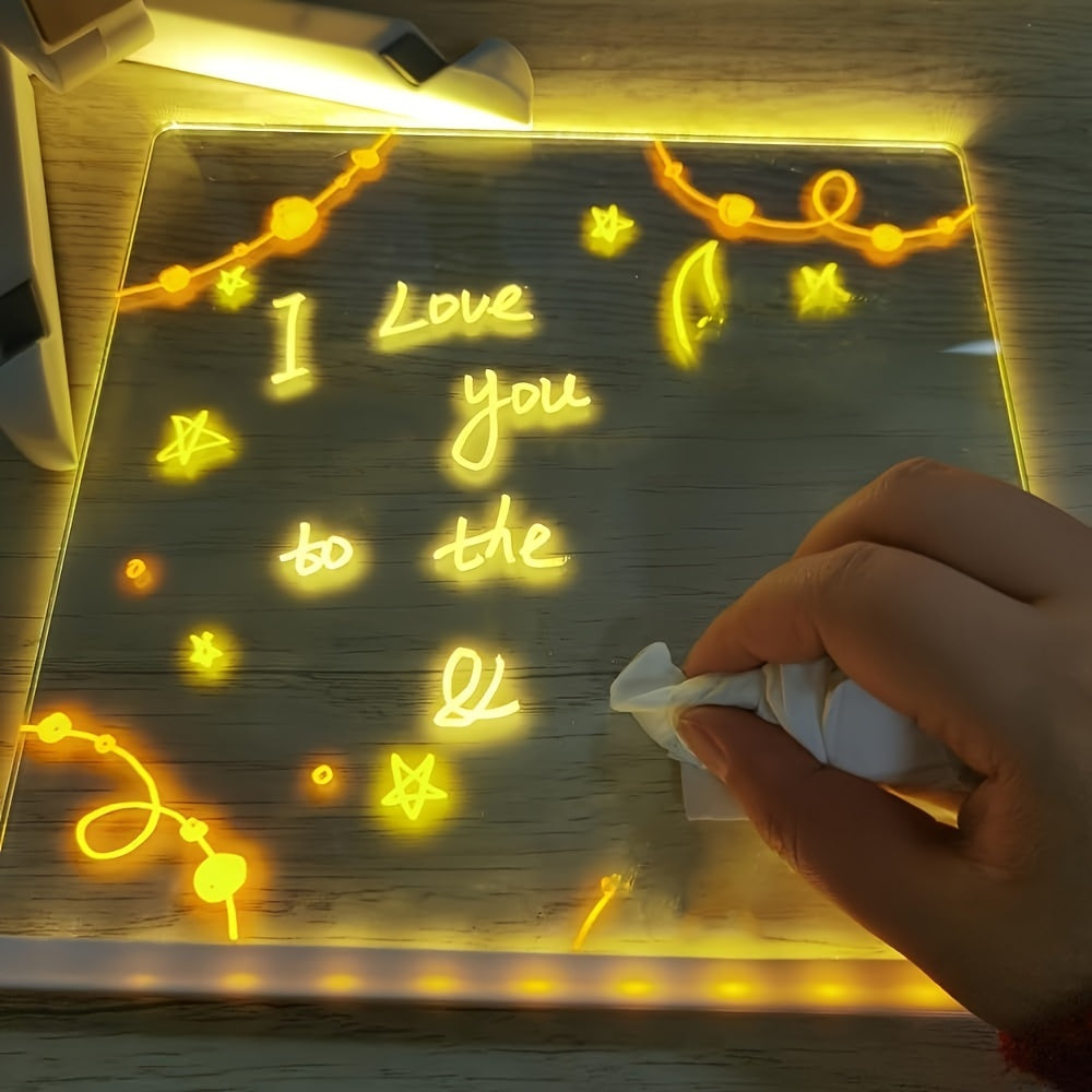 Koadclo | USB LED Noteboard with 12 Colored Pens - Bright Message Board for Office & Home
