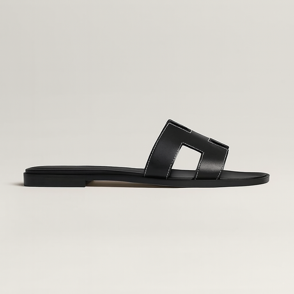 koadclo | Leather Flat Sandals with Cut Out Strap