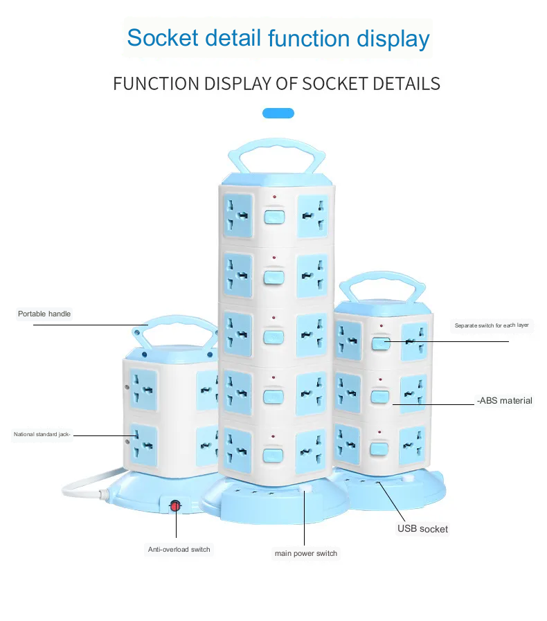Koadclo | Tower Design Surge Protector Vertical Power Strip