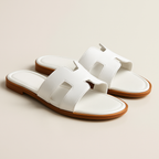 koadclo | Leather Flat Sandals with Cut Out Strap