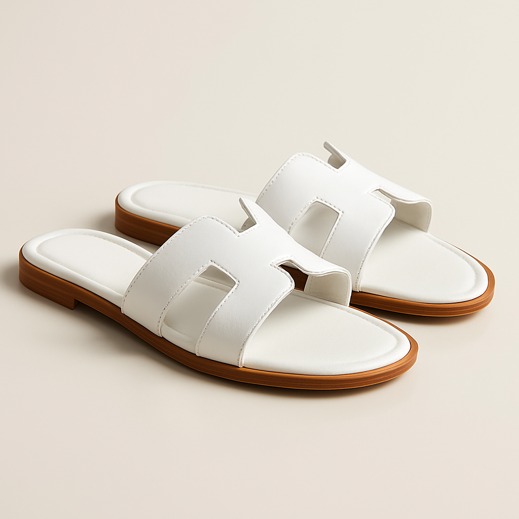 koadclo | Leather Flat Sandals with Cut Out Strap